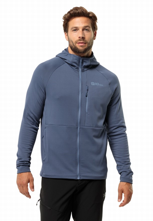 Navy Jack Wolfskin Kolbenberg Hooded Fz Men Fleece Jackets | 48805116