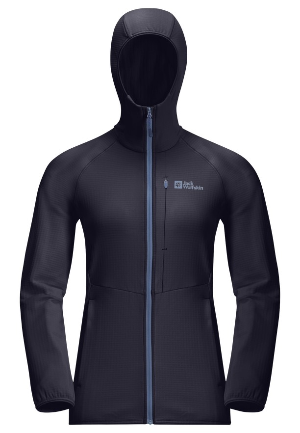 Navy Jack Wolfskin Kolbenberg Hooded Fz Women Fleece Jackets | 42782813
