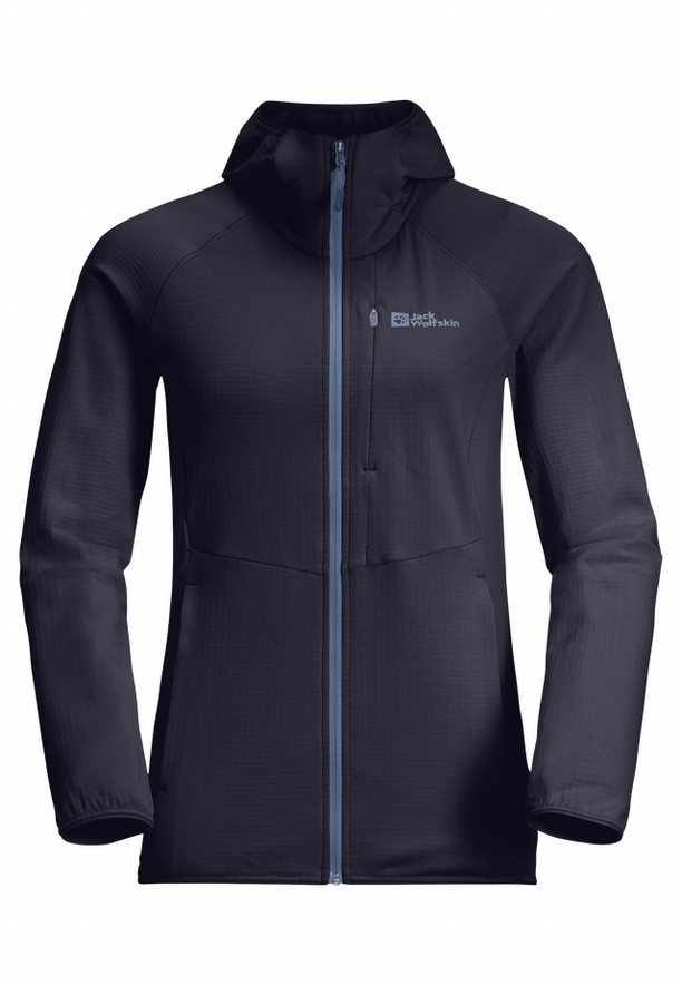 Navy Jack Wolfskin Kolbenberg Hooded Fz Women Fleece Jackets | 42782813