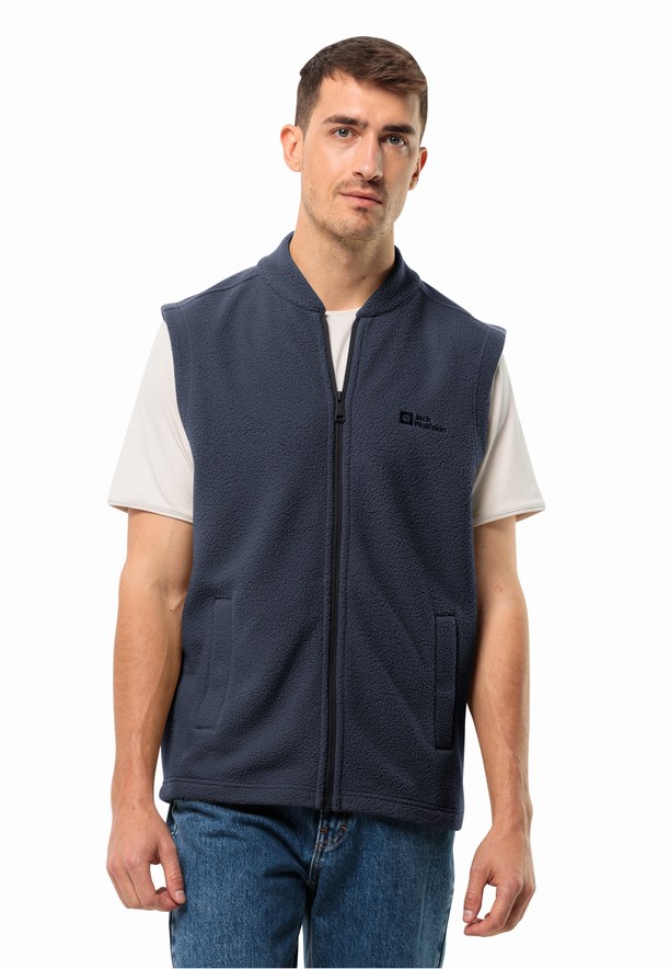 Navy Jack Wolfskin Light Curl Men Vest | 16681090