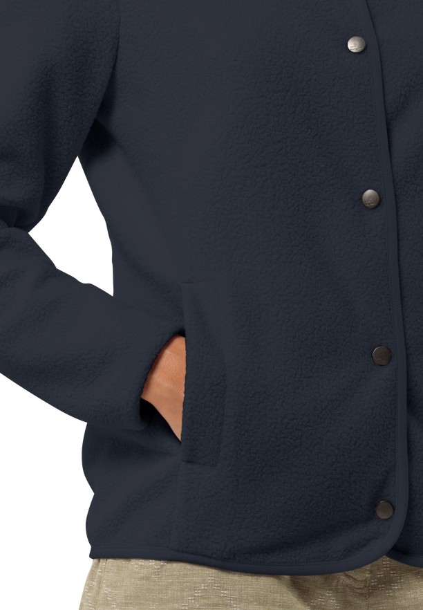 Navy Jack Wolfskin Light Curl Women Fleece Jackets | 39305819