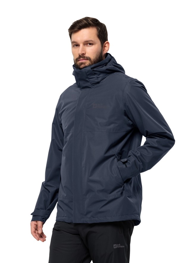 Navy Jack Wolfskin Luntal 3in1 Men Jackets | 22972883