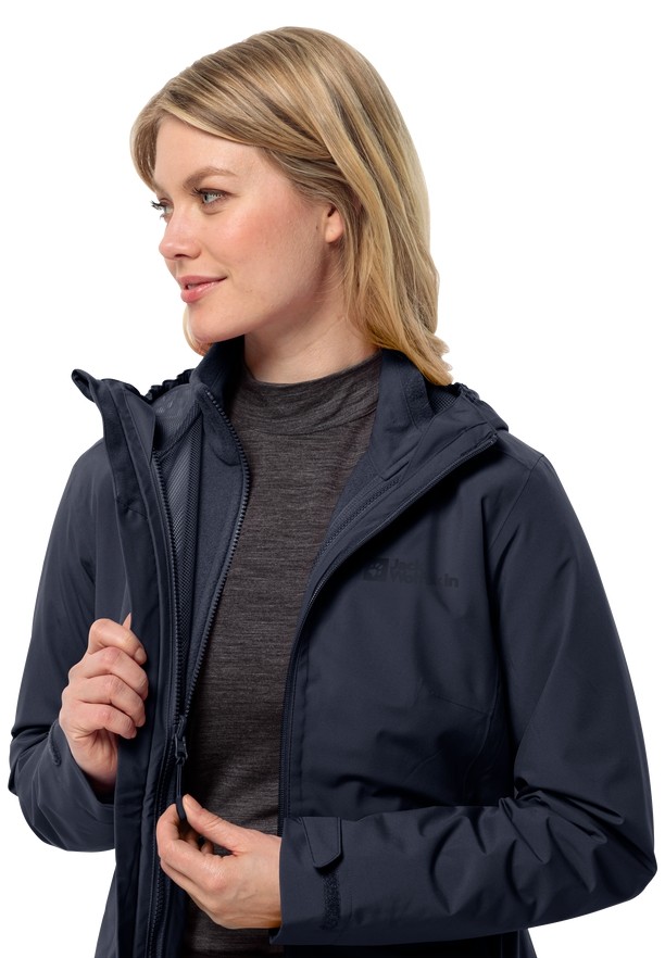 Navy Jack Wolfskin Moonrise 3in1 Women Jackets | 37144530