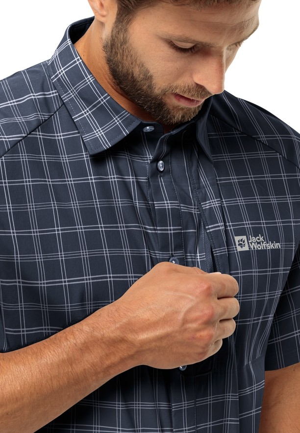 Navy Jack Wolfskin Norbo S/s Men Shirts | 50665661