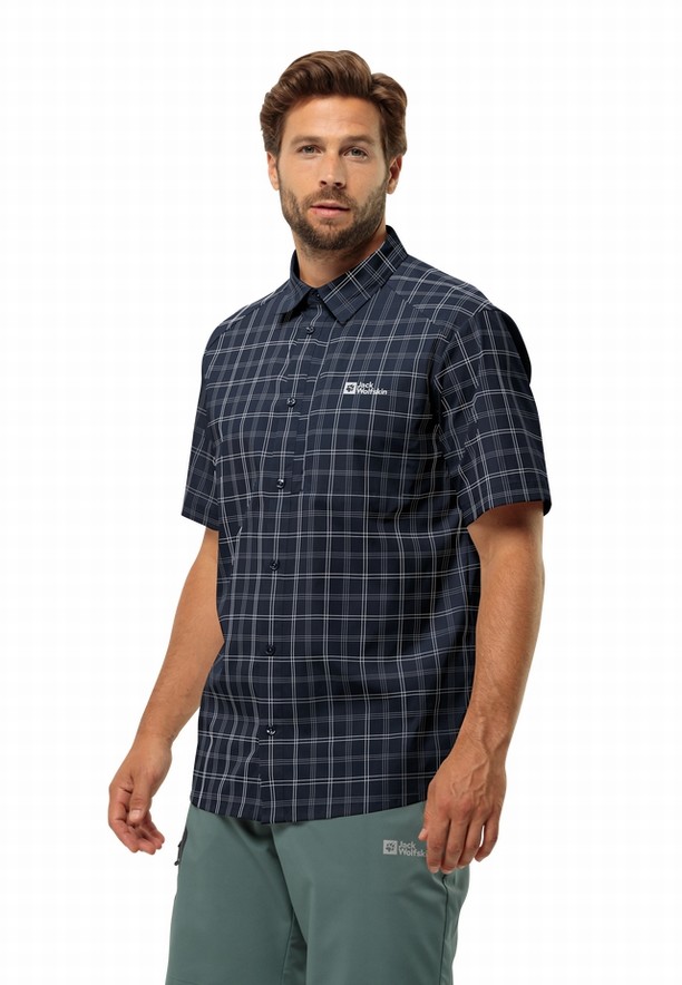 Navy Jack Wolfskin Norbo S/s Men Shirts | 50665661