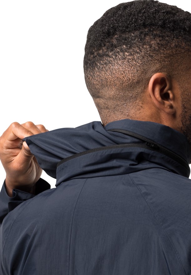 Navy Jack Wolfskin Norden Port Men Coats | 42077204