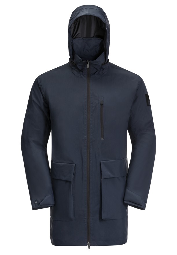 Navy Jack Wolfskin Norden Port Men Coats | 42077204