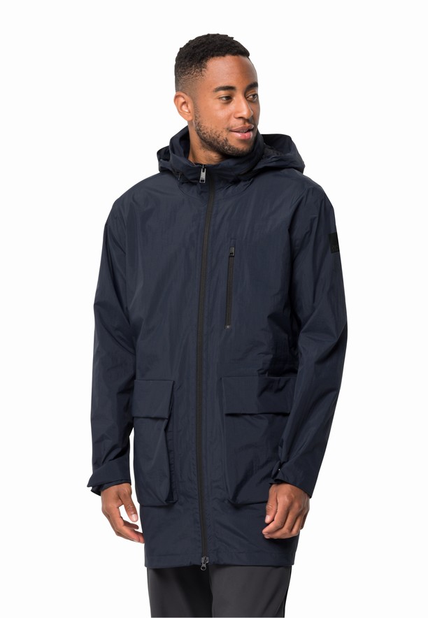 Navy Jack Wolfskin Norden Port Men Coats | 42077204