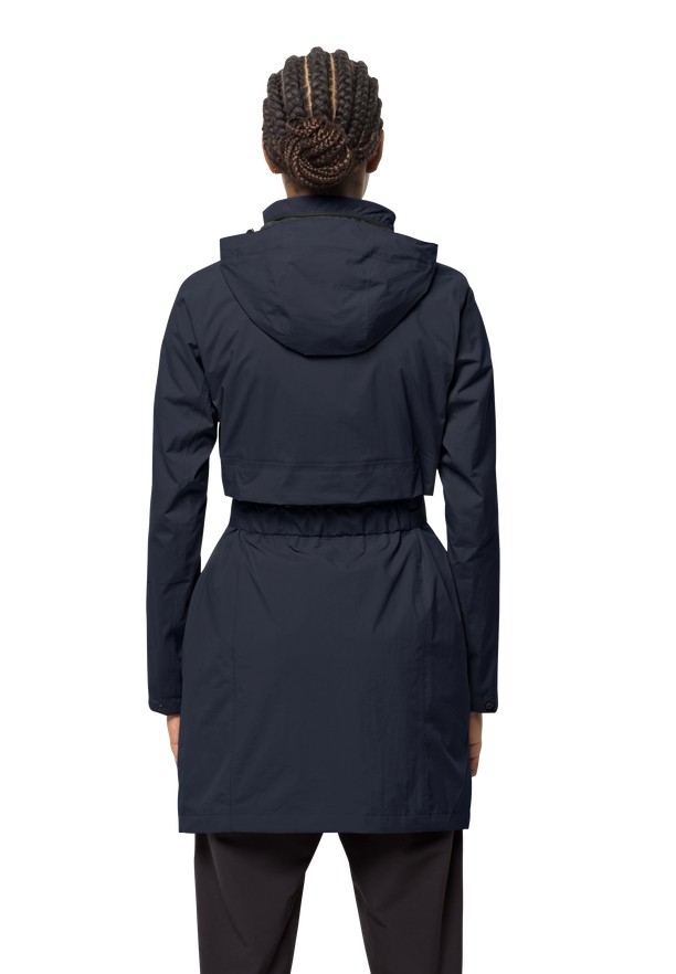 Navy Jack Wolfskin Norden Port Women Raincoat | 12560777