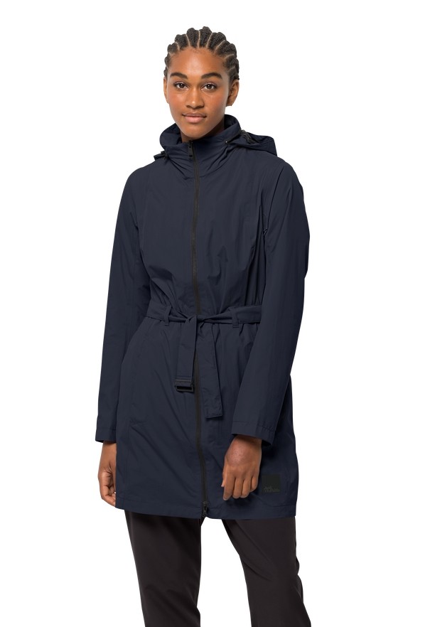 Navy Jack Wolfskin Norden Port Women Raincoat | 12560777