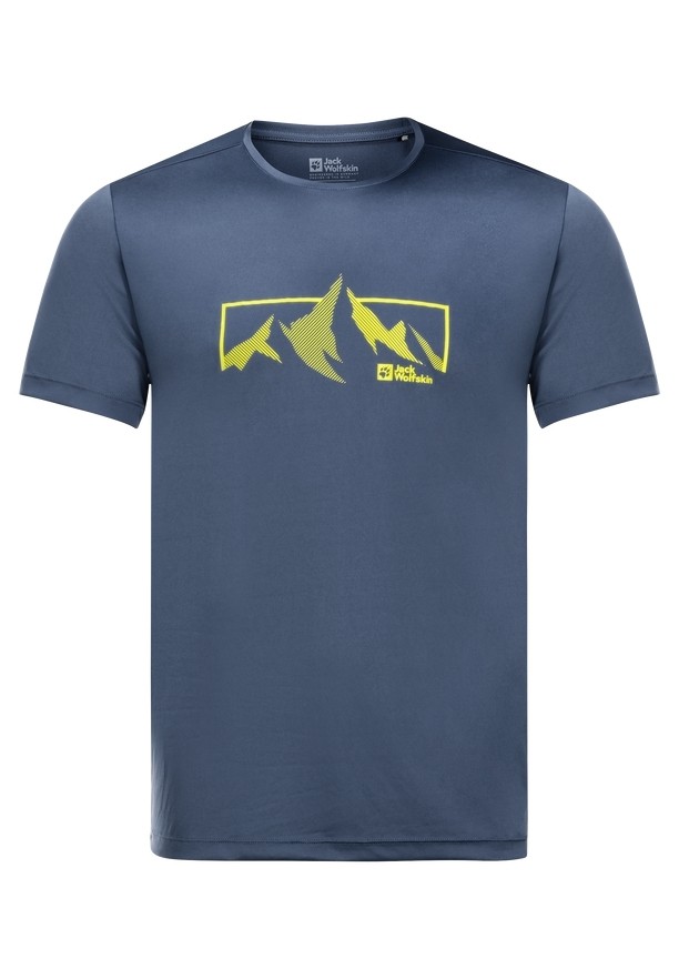 Navy Jack Wolfskin Peak Graphic Men T Shirts | 77575132