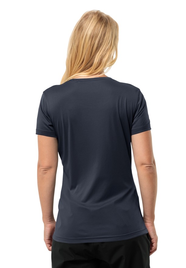 Navy Jack Wolfskin Peak Graphic Women T Shirts | 79272523