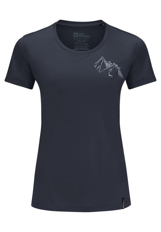 Navy Jack Wolfskin Peak Graphic Women T Shirts | 79272523