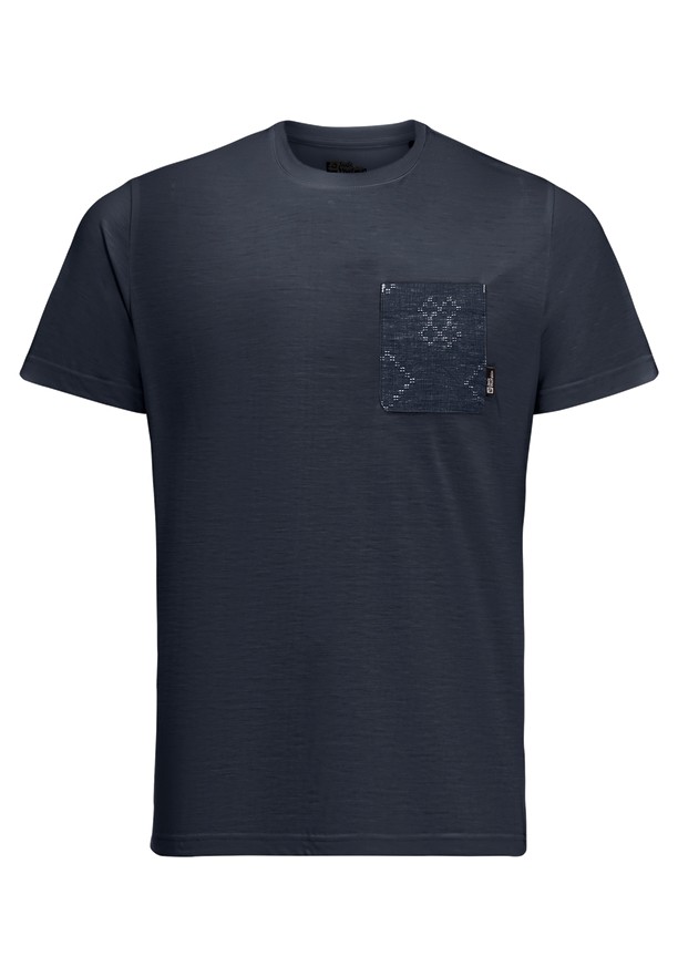 Navy Jack Wolfskin Pocket Karana Men T Shirts | 90070773