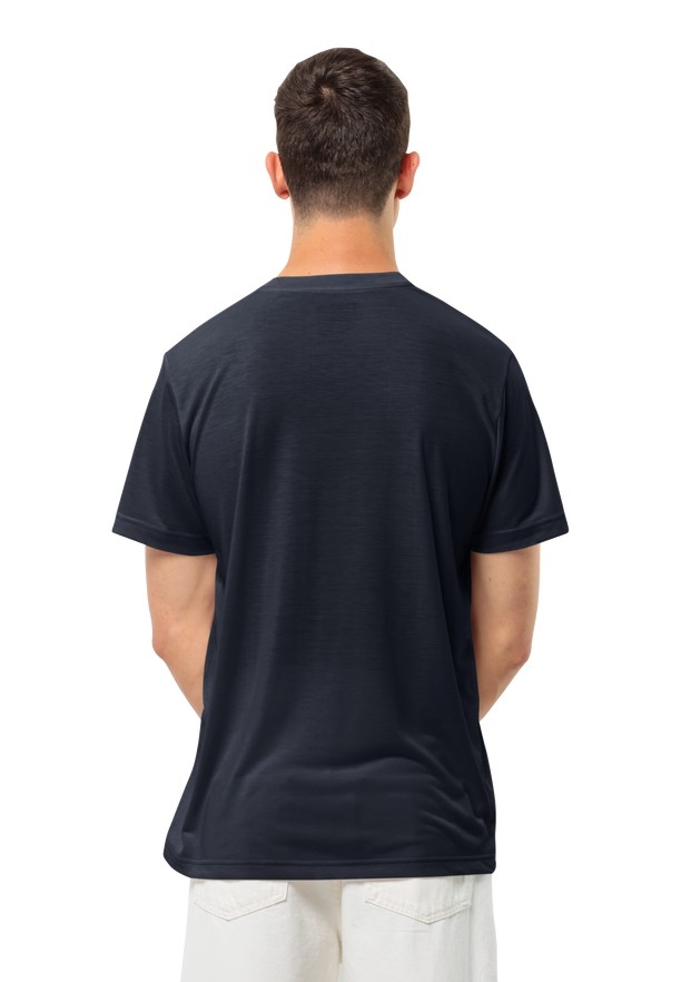 Navy Jack Wolfskin Pocket Karana Men T Shirts | 90070773