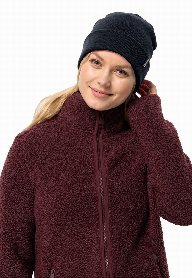 Navy Jack Wolfskin Rib Women Beanie | 39790377