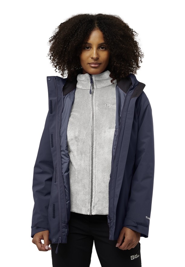 Navy Jack Wolfskin Rotwand 3in1 Women Jackets | 88419231