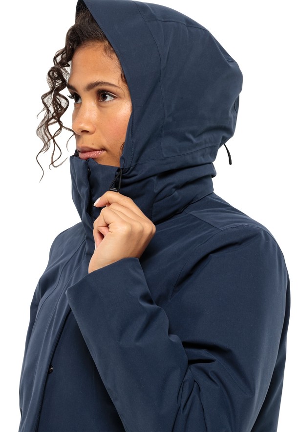 Navy Jack Wolfskin Salier Women Coats | 20331282