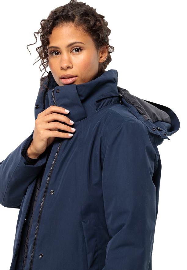 Navy Jack Wolfskin Salier Women Coats | 20331282