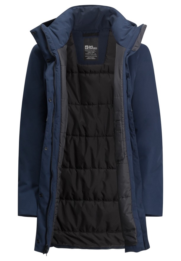 Navy Jack Wolfskin Salier Women Coats | 20331282