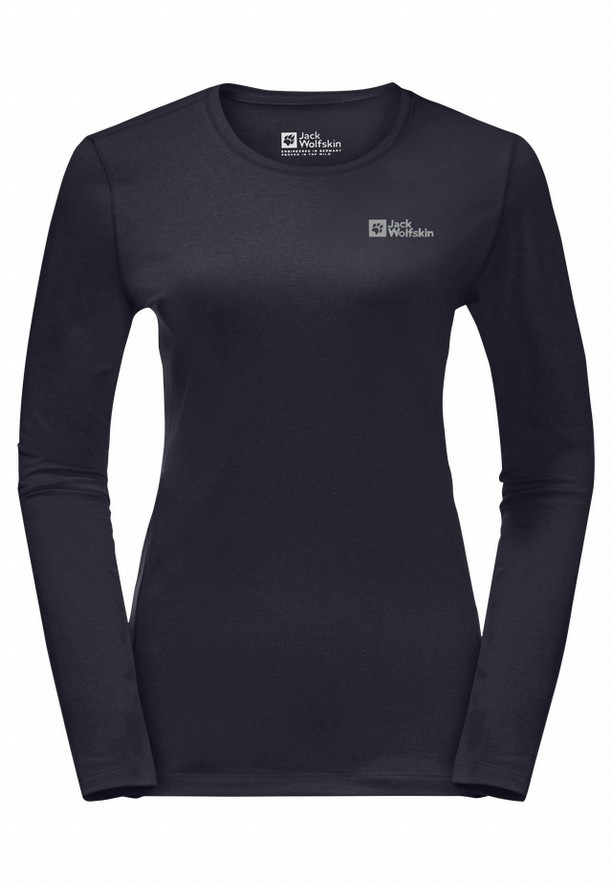 Navy Jack Wolfskin Skyhermal L/s Women T Shirts | 22881209