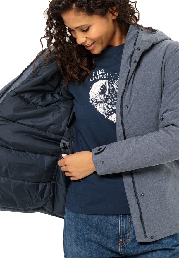 Navy Jack Wolfskin Snowy Park Women Winter Jackets | 23800267