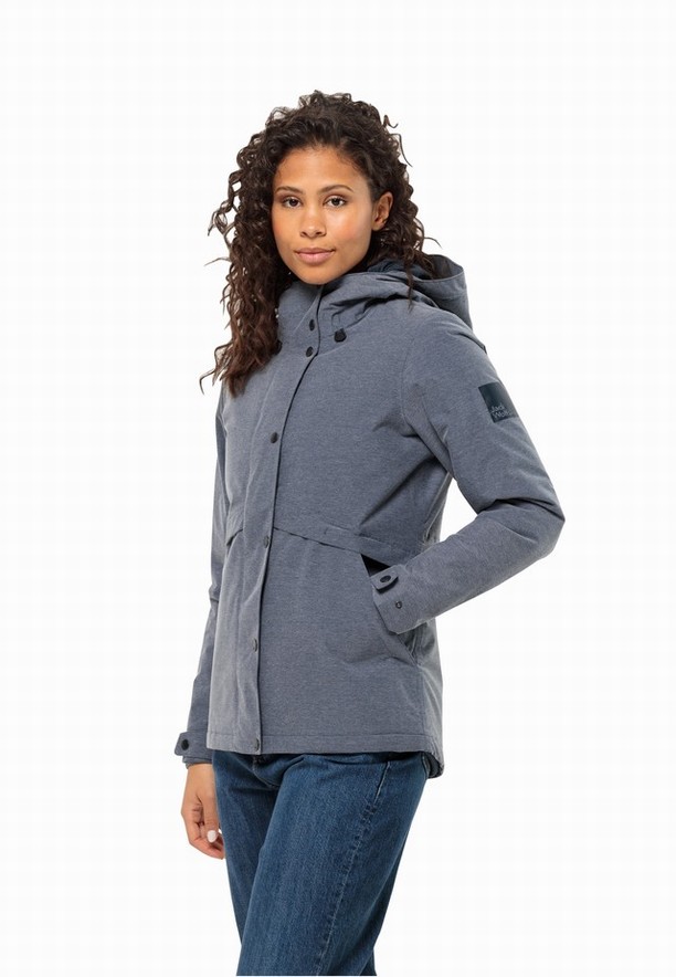 Navy Jack Wolfskin Snowy Park Women Winter Jackets | 23800267