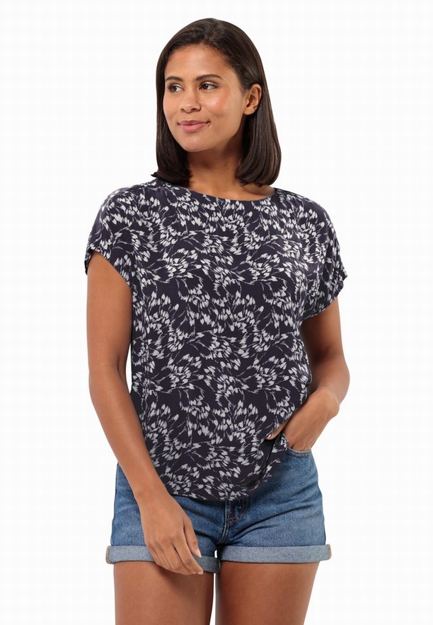 Navy Jack Wolfskin Sommerwiese Women T Shirts | 31133847