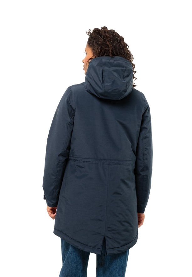 Navy Jack Wolfskin Talforst Women Coats | 48481546