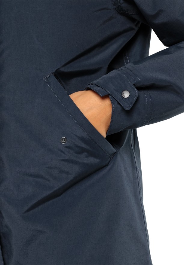 Navy Jack Wolfskin Talforst Women Coats | 48481546