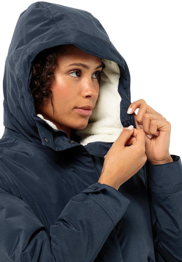Navy Jack Wolfskin Talforst Women Coats | 48481546
