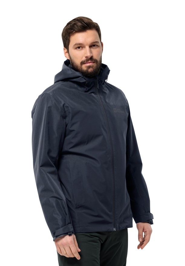 Navy Jack Wolfskin Taubenberg 3in1 Men Jackets | 66302118