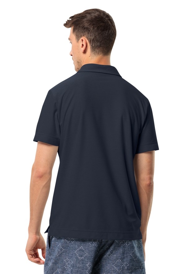 Navy Jack Wolfskin Terral Men Polo Shirts | 17959457