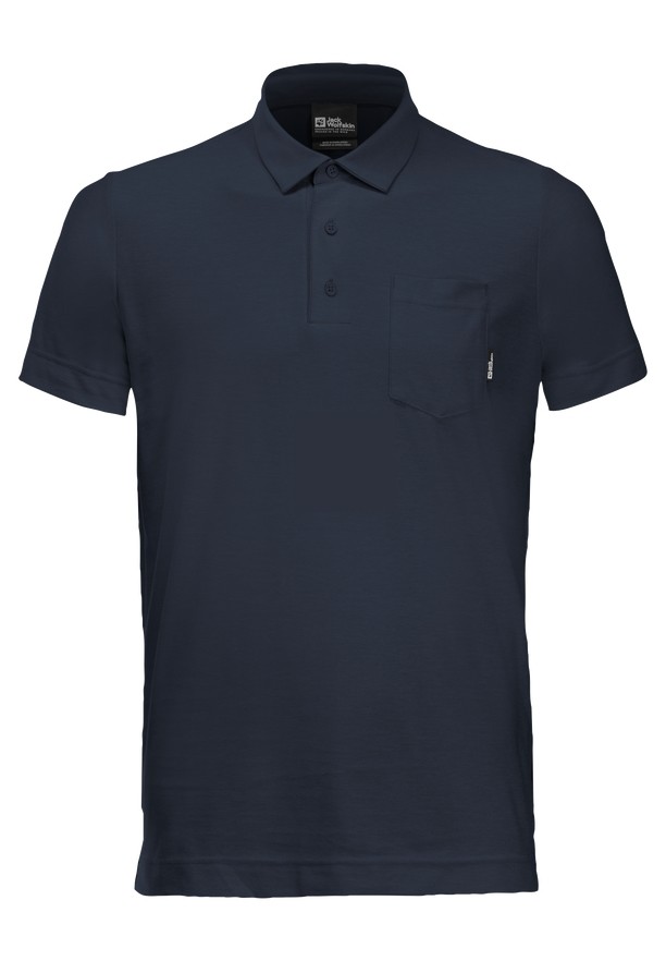 Navy Jack Wolfskin Terral Men Polo Shirts | 17959457