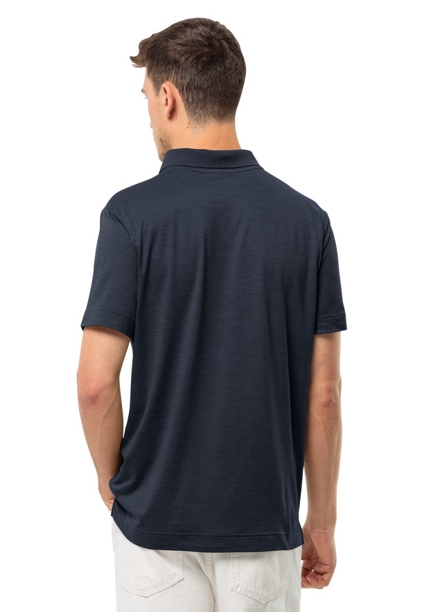 Navy Jack Wolfskin Travel Men Polo Shirts | 99023306