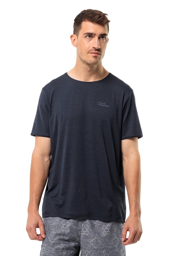 Navy Jack Wolfskin Travel Men T Shirts | 22771493
