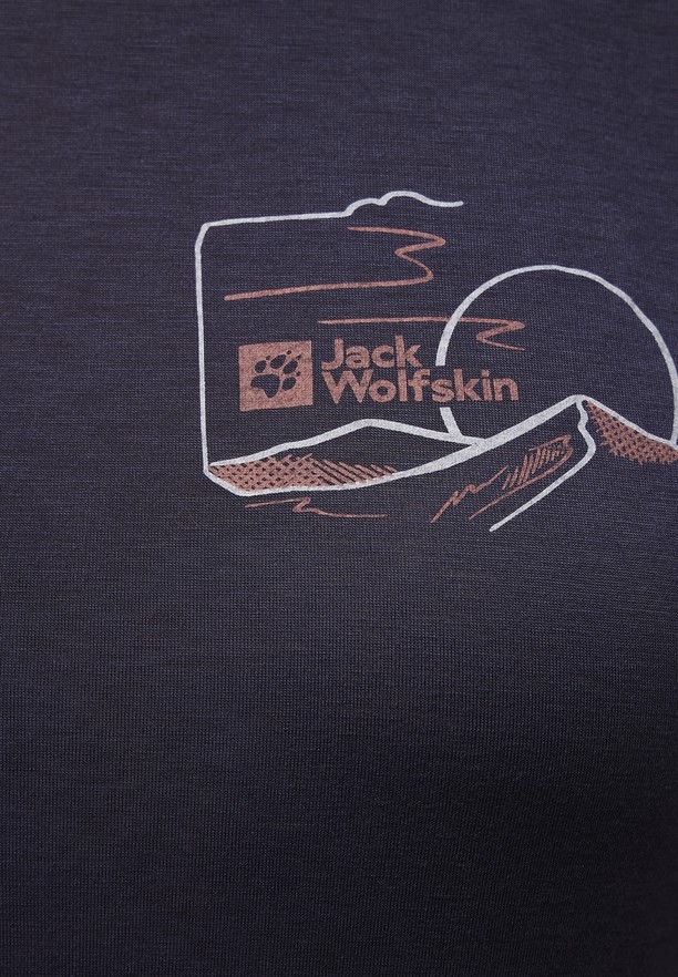 Navy Jack Wolfskin Vonnan Graphic Women T Shirts | 87814238