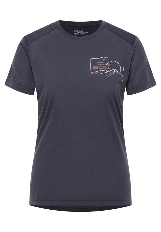 Navy Jack Wolfskin Vonnan Graphic Women T Shirts | 87814238