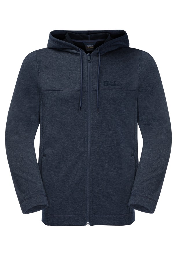 Navy Jack Wolfskin Waldsee Hooded Men Fleece Jackets | 73409391