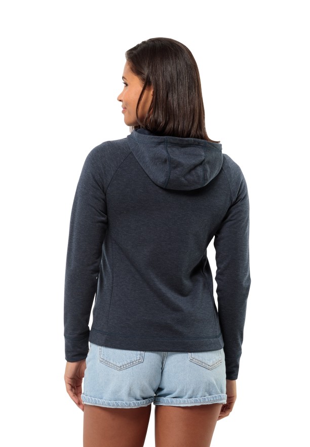Navy Jack Wolfskin Waldsee Hooded Women Fleece Jackets | 55168956