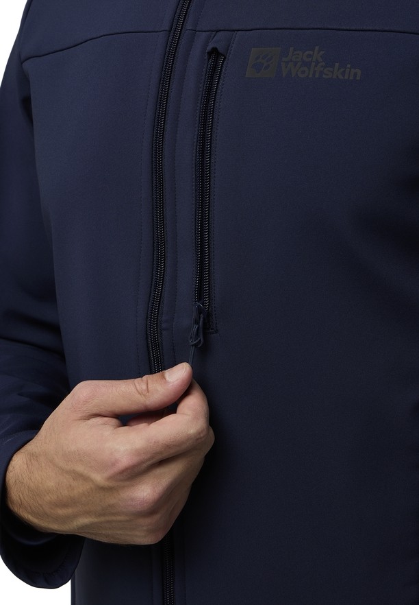Navy Jack Wolfskin Whirlwind Men Softshell Jackets | 97041900