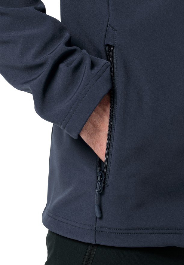 Navy Jack Wolfskin Whirlwind Men Softshell Jackets | 71729645