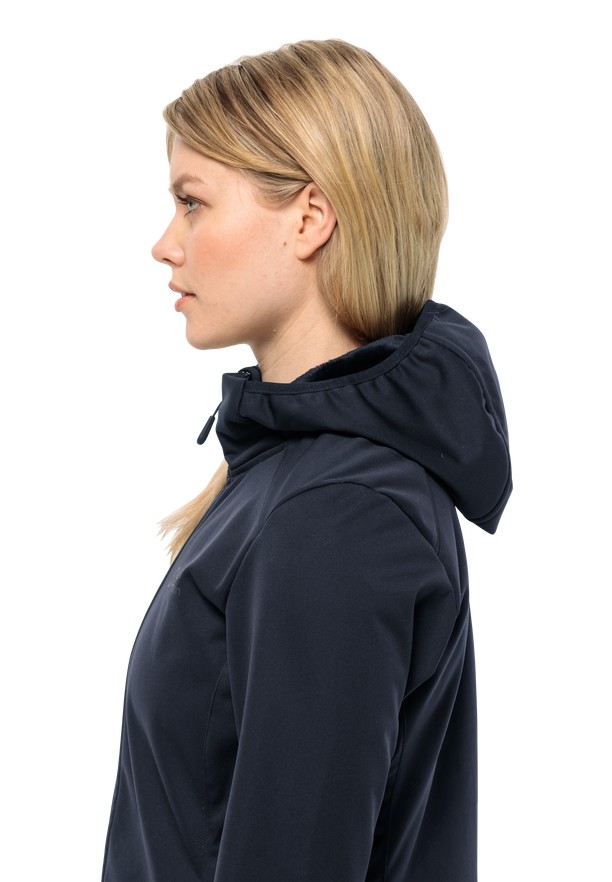 Navy Jack Wolfskin Windhain Women Softshell Jackets | 79132064