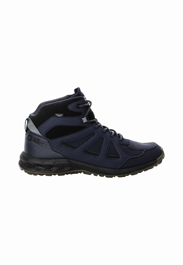 Navy Jack Wolfskin Woodland 2 Texapore Mid Men Hiking Shoes | 91724340