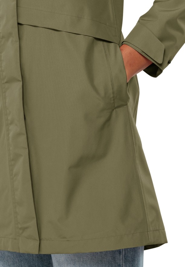 Olive Jack Wolfskin Cape West Women Rain Coats | 51790352