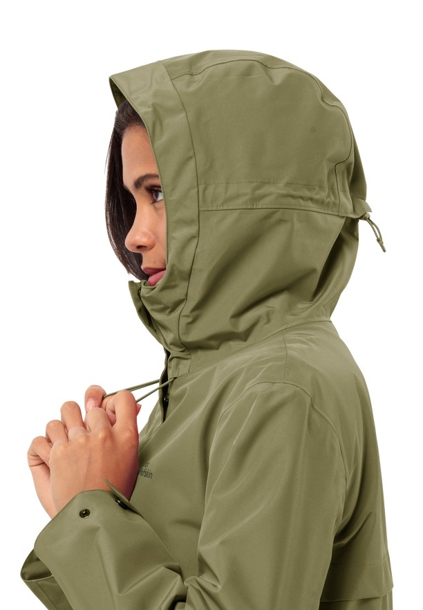 Olive Jack Wolfskin Cape West Women Rain Coats | 51790352