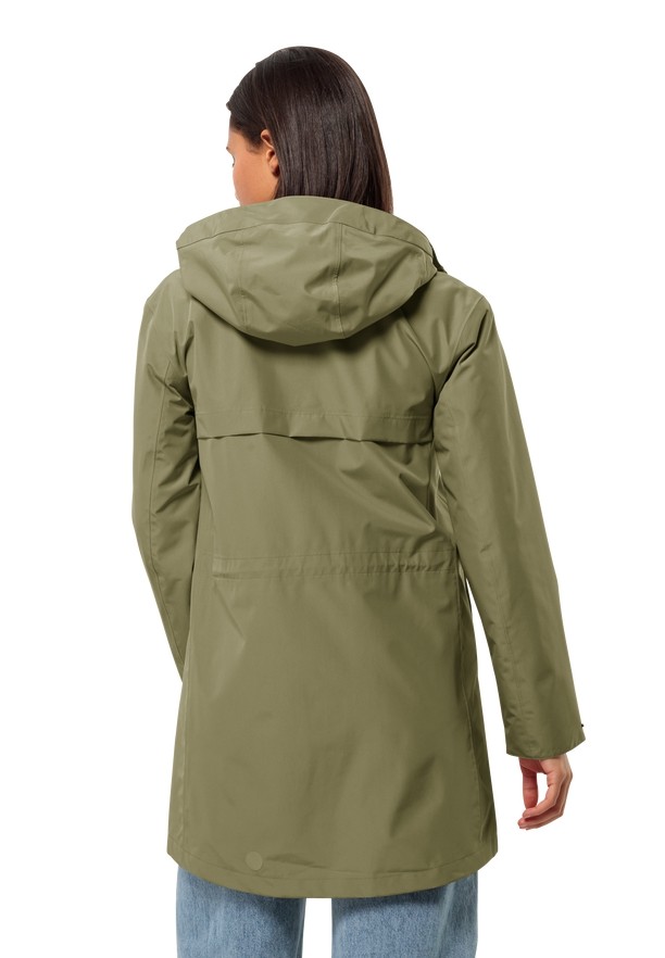 Olive Jack Wolfskin Cape West Women Rain Coats | 51790352