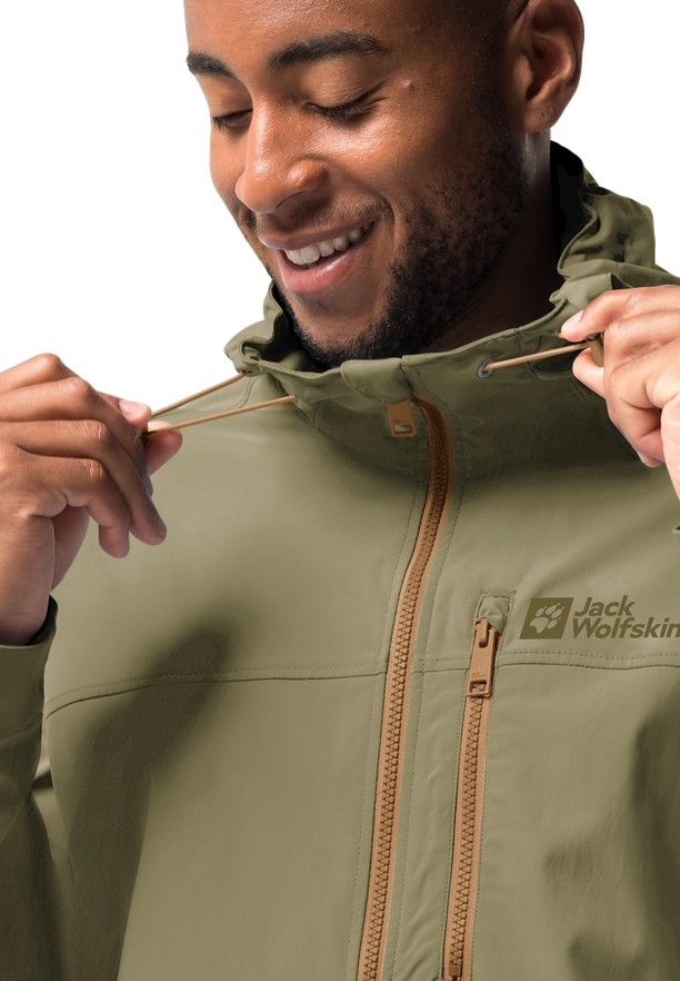 Olive Jack Wolfskin Desert Wind Men Jackets | 73676849