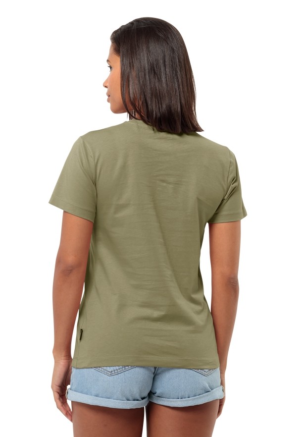 Olive Jack Wolfskin Discover Heart Women T Shirts | 20777864