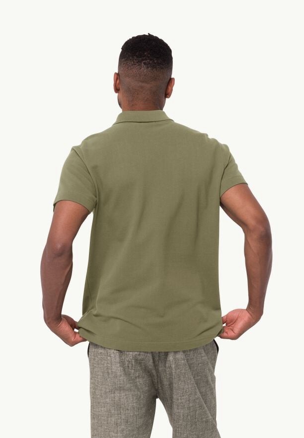Olive Jack Wolfskin Essential Men Polo Shirts | 29436916